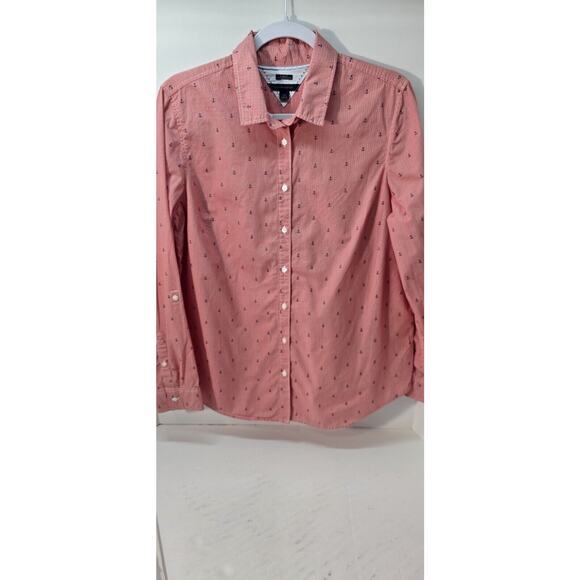 Tommy‎ Hilfiger Long Sleeve Button Down Red Men's Size L Relaxed Fit - Picture 1 of 6